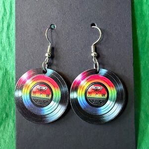 Retro Vintage 70s 80s Style Miniature Vinyl LP Record Album Dangle Earrings 🎶